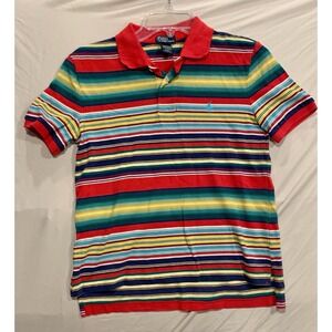Polo Ralph Lauren Boys M‎ 10-12 Colorful Striped Short Sleeve Polo Shirt